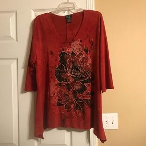 Rust Floral Top w/ Sparkles